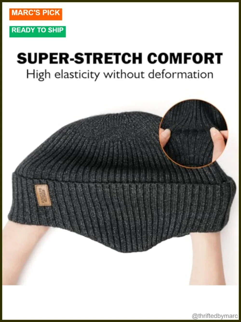 Fleece Lined Winter Beanie with Earflap - Windproof Thermal Knit Hat